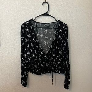Black floral blouse